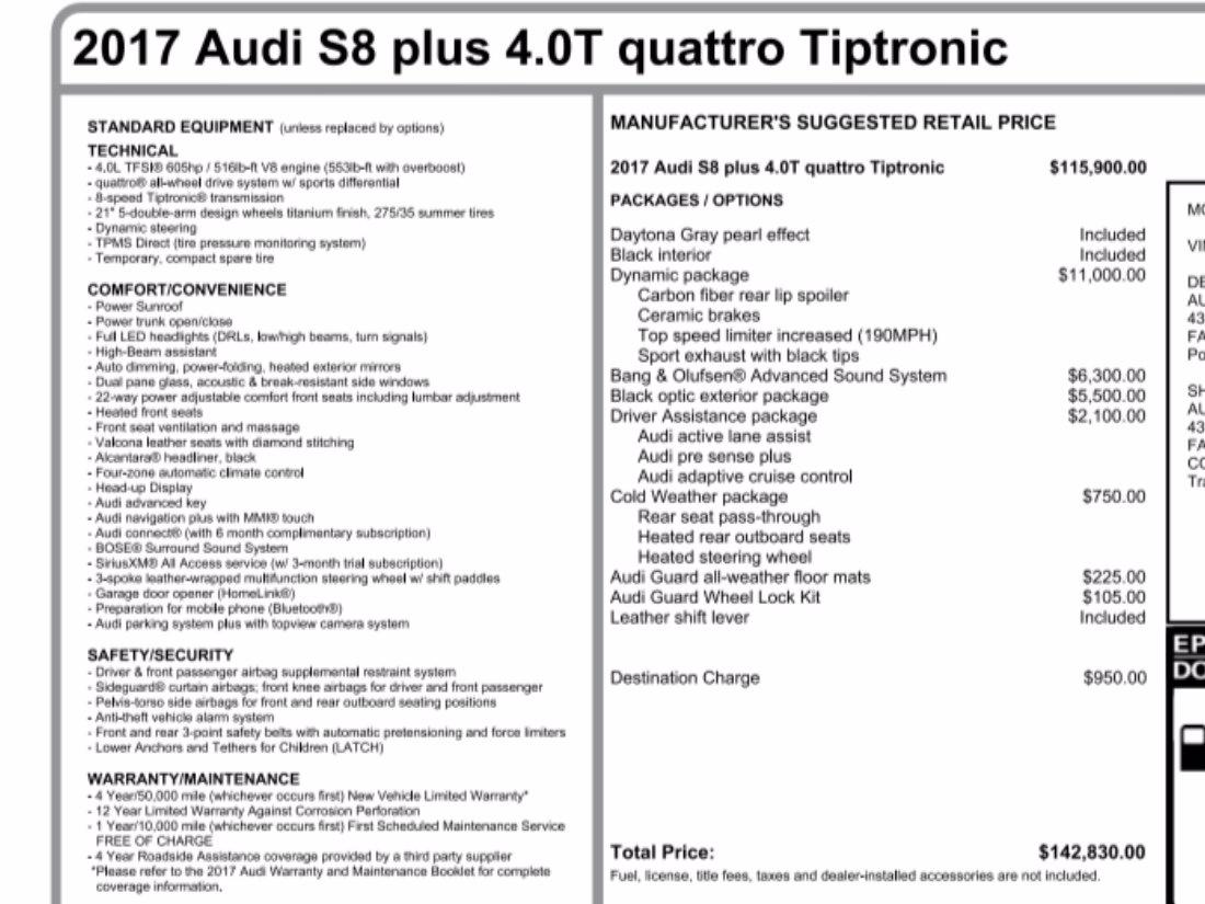 Used 2017 Audi S8 plus | St. Petersburg, FL
