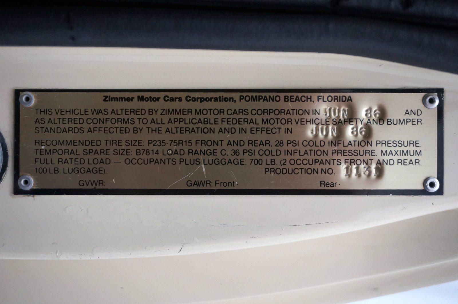 Used 1986 Zimmer Motor Cars Golden Spirit | St. Petersburg, FL