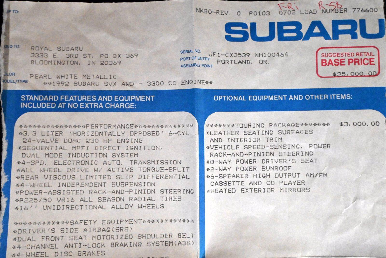 Used 1992 Subaru SVX Sport LS-L | St. Petersburg, FL