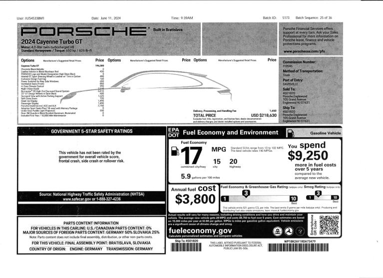 Used 2024 Porsche Cayenne Turbo GT for sale $189,509 at eurocarscertified.com by Automobili Limited in King of Prussia PA'